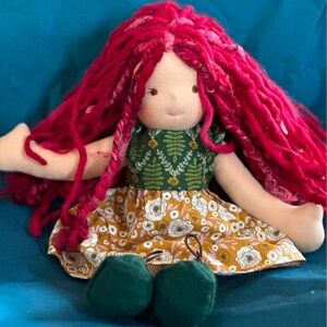 Handmade Waldorf Bamboletta Doll with Red Hair and Floral Dress